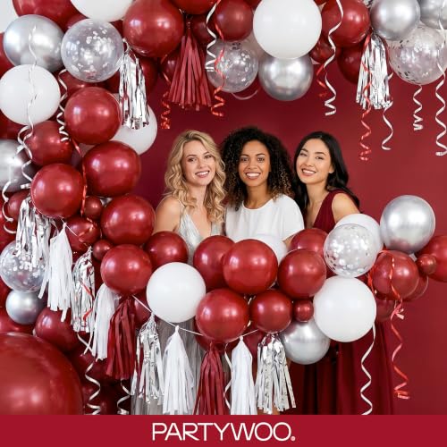 Image of PartyWoo Burgundy Balloons 50pcs Dark Chestnut Red Maroon Dark Color (Pack of 2)