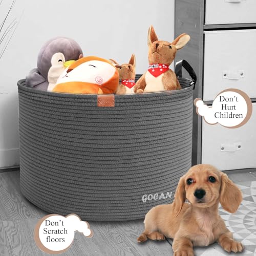 GOCAN XXXL Aufbewahrungskorb Groß Korb Baumwolle Seil Wäschekorb Wäschesammler für Decken Kisse im Wohnzimmer Kleidung Spielzeug im Kinderzimmer, mattgrau D55 X H35cm