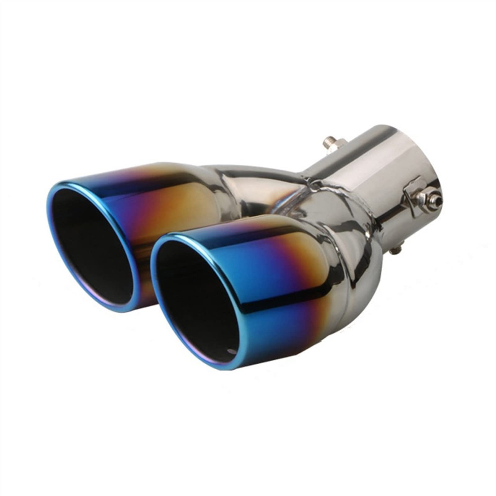 Car End Pipes 63MM 76MM Universal Car Stainless Steel Exhaust Muffler Rear Round Exhaust Pipe Tail Pipes Car tailpipe (Color : Blue bend 63mm)
