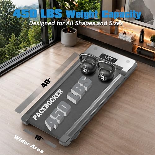 Image of PACEROCKER Walking Pad Treadmill for Home & Office, 9-Level 12% Auto Incline, 450 lbs Capacity, Built-in Bluetooth Speaker, Compact Under Desk Treadmill for Walking & Hiking