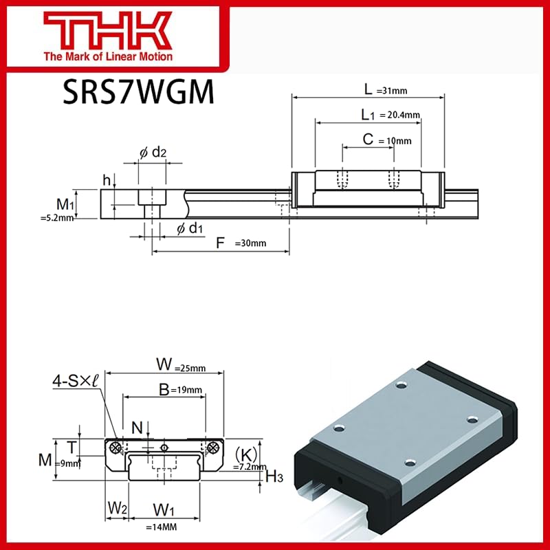 THK Linear Carriage SRS7 SRS7WGM SRS7WGMUU/SS SRS7WGM1UU/SS GK Block