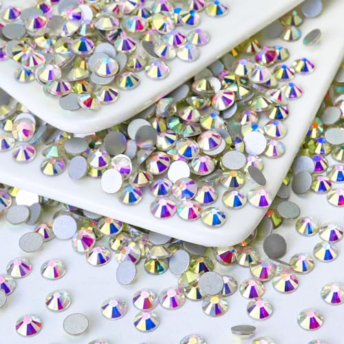 Image of 288PCS SS34 Crystal AB Flatback Rhinestones Round Gems for Nail Art and Craft Clothes, Glue Fix Crystal Glass Diamond Stones (7.1-7.3mm)