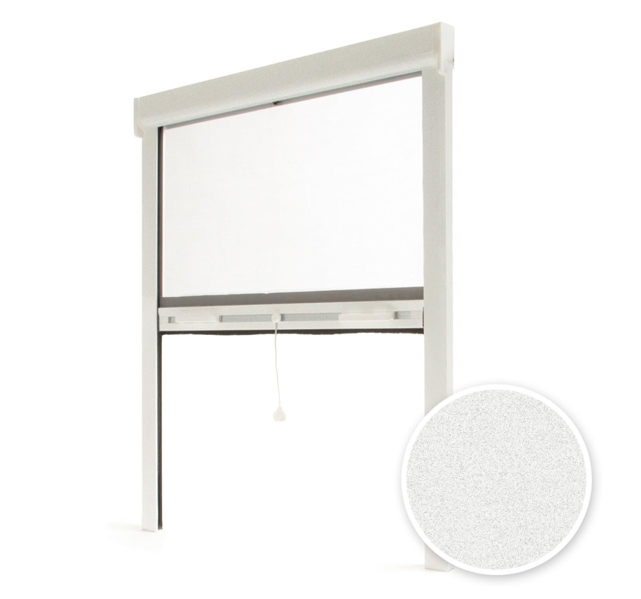 Avosdim Insektenschutz-Rollo für Fenster, Aluminium, Luxus, Höhe 220 x Breite 150 cm, zuschneidbar, Weiß strukturiert 9010, Schutz gegen Insekten