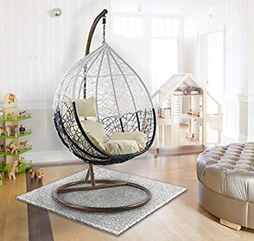 Image of Single Seater Swing Chair with Stand for Home & Cushion & Hook Outdoor Indoor | Balcony |Garden (Swing Black & White with Cushion White)