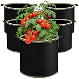 Biamaleu 22L Sac de Culture, 5 Pièces Sac de Plantation Non Tissé, Sacs à Plantes avec Poi...