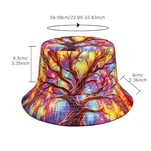 Image of Bucket Hat for Women Men,Travel Sun Beach Cap,Unisex Fishing Outdoor Boonie (Multicolour Tree)
