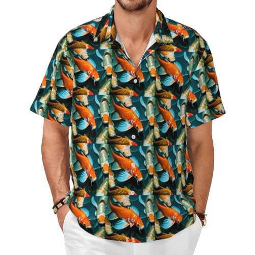 Chemise d'été homme carpes koï japonaises idéale pour la plage