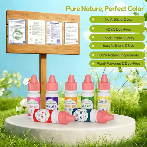 Image of Natural Food Coloring 7x16ml FD&C Dye Free for Baking,Cake&Frosting Fondant