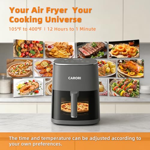 Image of CARORI 6Qt Air Fryer with Viewing Window, 12 Preset, Large Capacity, 400℉ Max Crisp, 1700W Quick Even Easy Meals, Nonstick Dishwasher Safe Basket, Bake, Roast, Dehydrate, Reheat