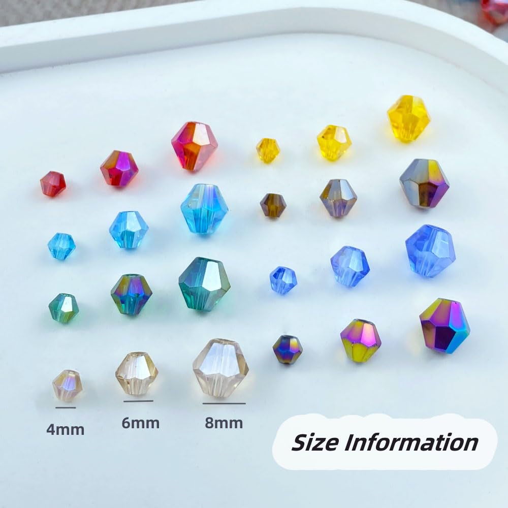 LIMAOLLY 400pcs 4mm Bicone Crystal Glass Beads - Mixed Colors For Jewelry Making & DIY Crafts - View #3