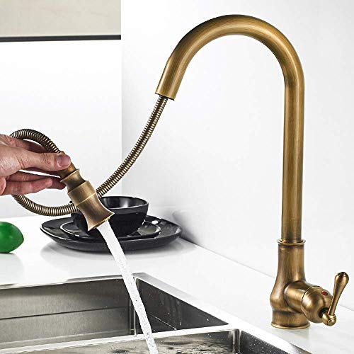 Mitigeur de cuisine rétro antique avec bec extractible pivotant