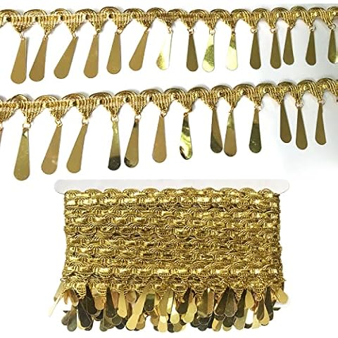 10 Yards Gold Sequin Fringe Trim by JSJSYO Cover