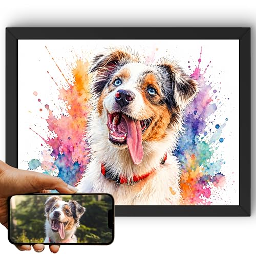 Portrait chien personnalisé coloré déco triangle pour cadeau Fête des Mères