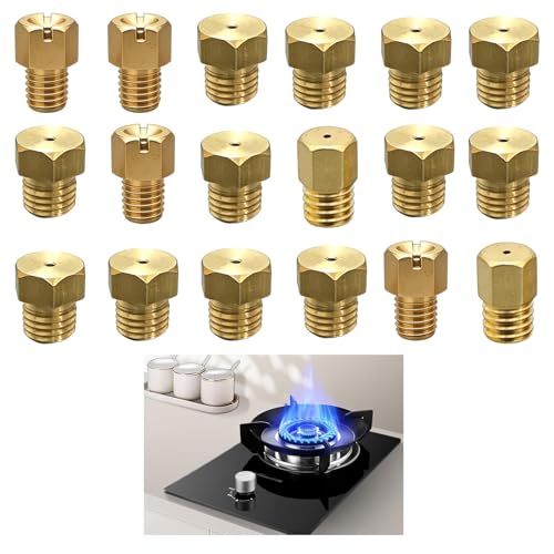 JYXNU 18 Piezas Inyectores Cocina Gas Butano, Universales Conjunto Inyector Quemador Para GLP Para Gaseera, Cocina Y Placa Inyectores Cocina Gas Butano, Kit de Conversión de Gas de Ciudad a Butano