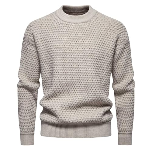 Mens Pullover Sweaters Fashion Knit Sweaters Stylish Knitwear Lightweight Jumper Long Sleeve Round Neck Sweater