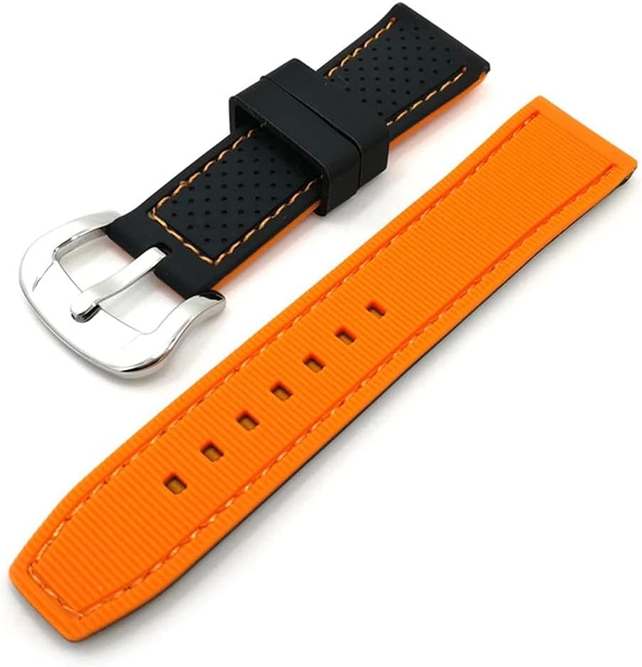 LEPSJGC Rubber Watch Strap 20mm 24mm Watch for Waterproof Watchband (Color : Red, Size : 24mm) : Clothing, Shoes & Jewelry
