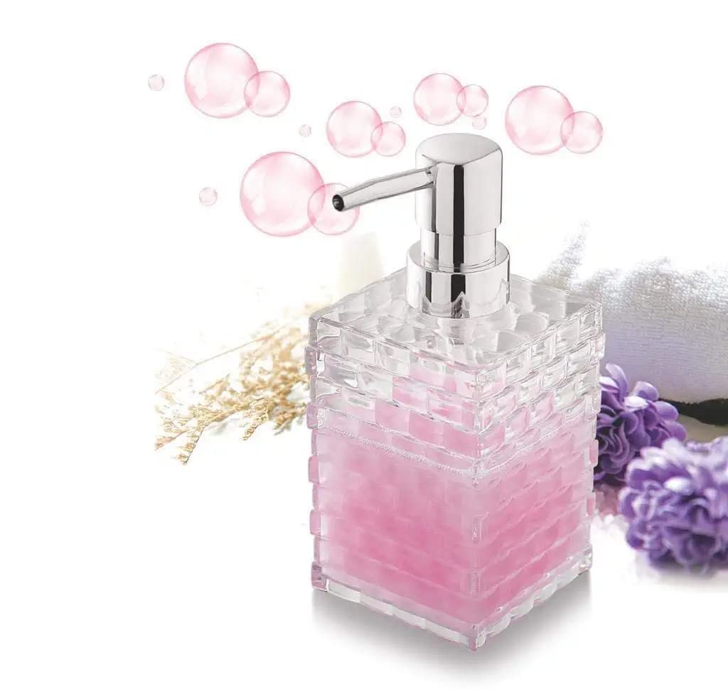 HOUSE HATCH Cuboid Shaped Acrylic Plastic Liquid Soap & Hand wash Dispenser Bottle (Clear White)