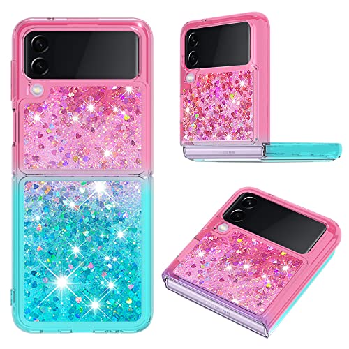 Glitter Liquid Case Compatible with Samsung Galaxy Z Flip3 5G, Anti Yellowing Protection Case Transparent Silicone Phone Case Shockproof Back Case Scratch Compatible with Samsung Galaxy Z Flip3 5G