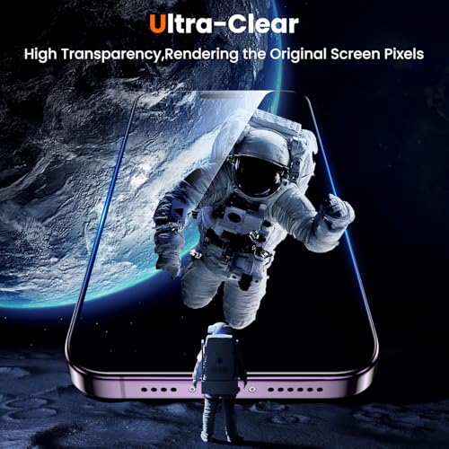 Image of UniqueMe for iPhone 14 Pro Screen Protector - [Military Grade Shatterproof & 9H+ Hardness] Screen Protector 14 Pro Tempered Glass Full Coverage Protection, Easy Installation, 2 Packs
