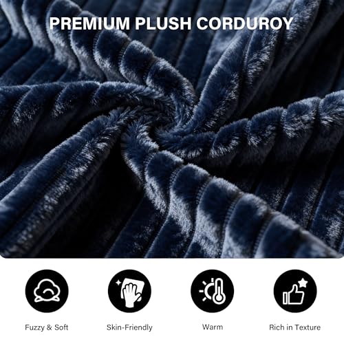 Image of LAUSAINT HOME 132 inch Modular Sectional Sofa Couches, U-Shaped Boneless Cloud Sofa with 4 Deep Seat, 6 Cushiones Oversized Chaise for Living Room, Bedroom, Plush Corduroy Fabric (U Shaped,Navy Blue)