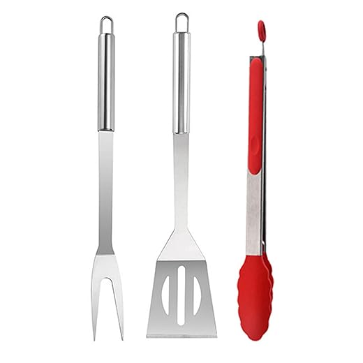 BBQ Grill Tool Set BBQ Accessories, Stainless Steel Grill Tools Grilling Accessories Grill Set Barbecue Grill Accessories for Outdoor Grill, Grill Utensils Grilling Tools Grilling Gifts for Men (3PCS)