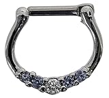 tabique de cristal para salon Longitud del muelle: 6,7 mm Tabique Clicker 5 cristales (V2) azul claro tabique Piercing 1,6 mm joyería Piercing acero quirúrgico