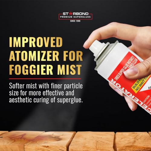 Image of Starbond Thin CA Glue with Activator Bundle (4 oz. + 6 oz.) - Premium Cyanoacrylate Super Glue with Aerosol Accelerator - for Woodworking and Repair, Pen Turning, CA Finish, Inlays, Luthiery, Crafts