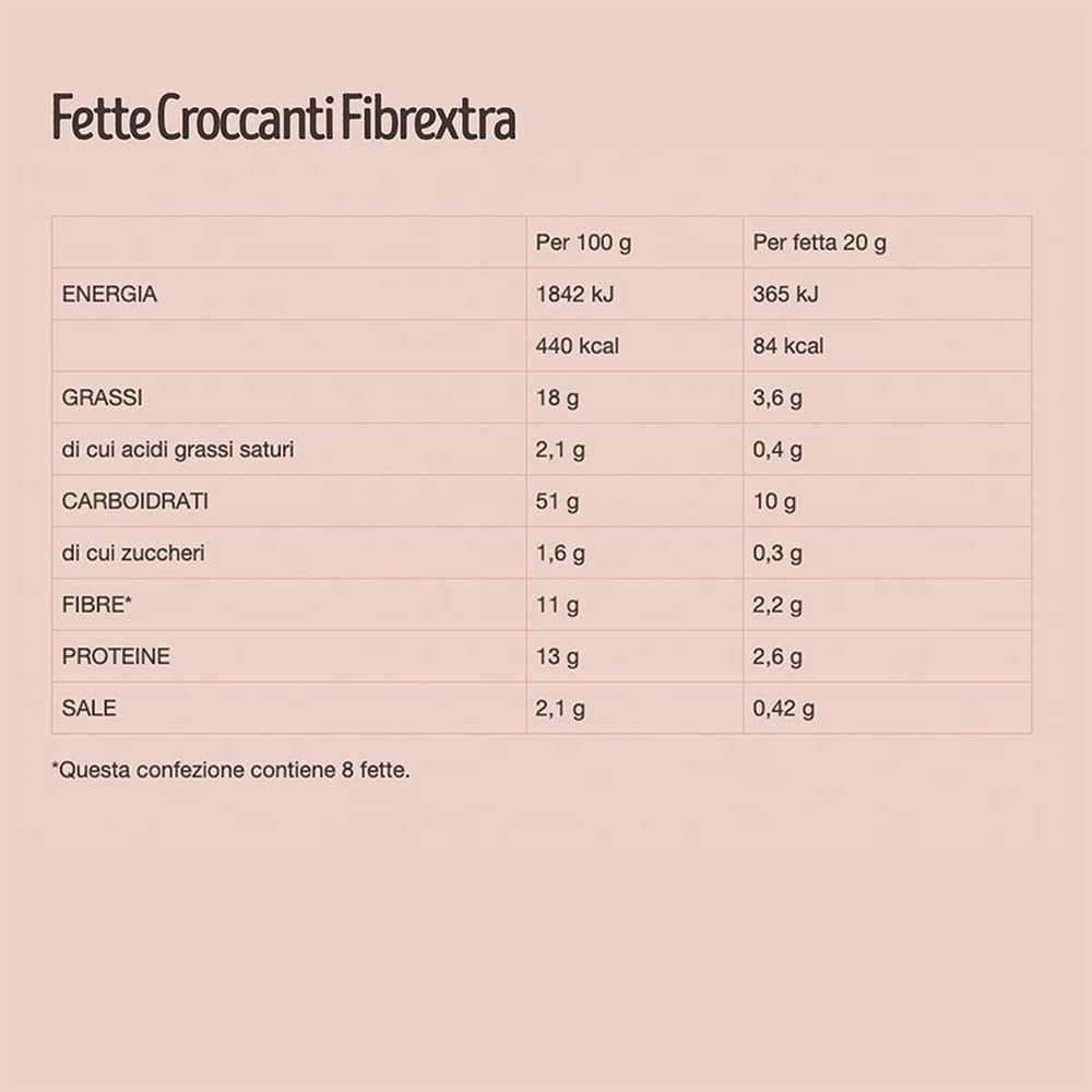 Misura Fibrextra Croccanti Extra, Farina Integrale con Semi di Sesamo, Fiocchi d'Avena e Chia, 160g, Confezione da 8