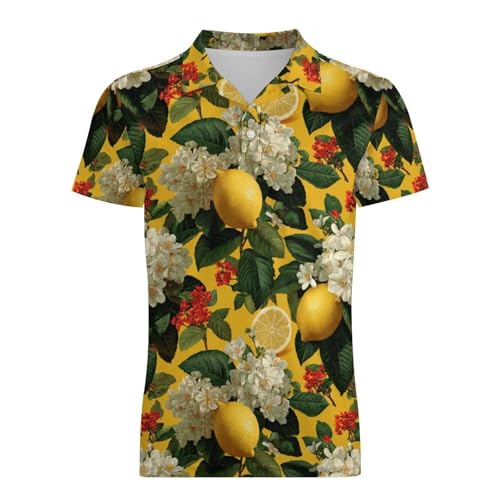 Boys' Classic Polo Shirts Short Sleeve Moisture-Wicking Golf & Tennis Shirts for Youth Teens Oil Painting of Lemon4