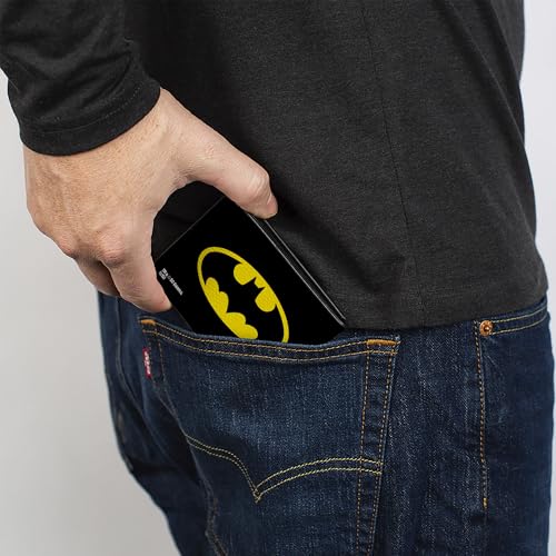 Image of DC Comics Wallet, Bifold, Batman Black Yellow, Vegan Leather, 4.0 inch x 3.5 inch