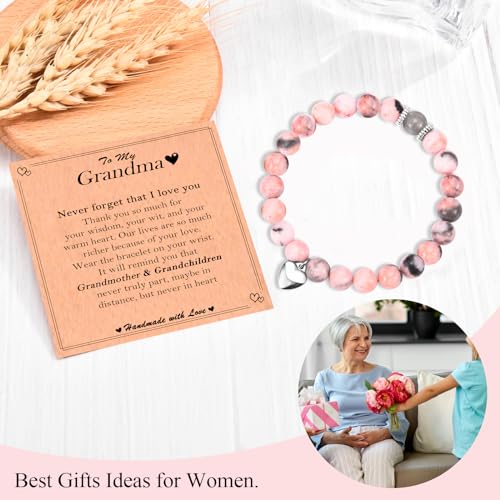 Image of Grandma Mothers Day Gifts for Grandma Grandmother, Christmas Valentines Day Easter Birthday Gifts Stocking Easter Basket Stuffers Beaded Bracelet Jewelry Gifts for Grandma Nana Mimi Grammy Gigi Women