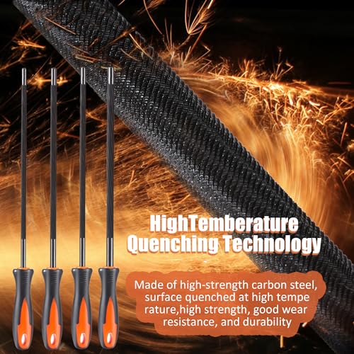 4 Stück Feile für Kettensäge,Pferd Kettensägefeile mit Griff Pferd Feile Kettensäge Feilen für DIY-Elektrosägen Kettensägen 4 Größen 3,2 mm/4,0 mm/4,8 mm/5,2 mm