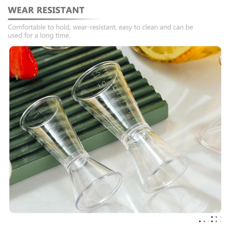 ULTECHNOVO Lot de 6 tasses à mesurer en plastique à double doseur à cocktail à long manche