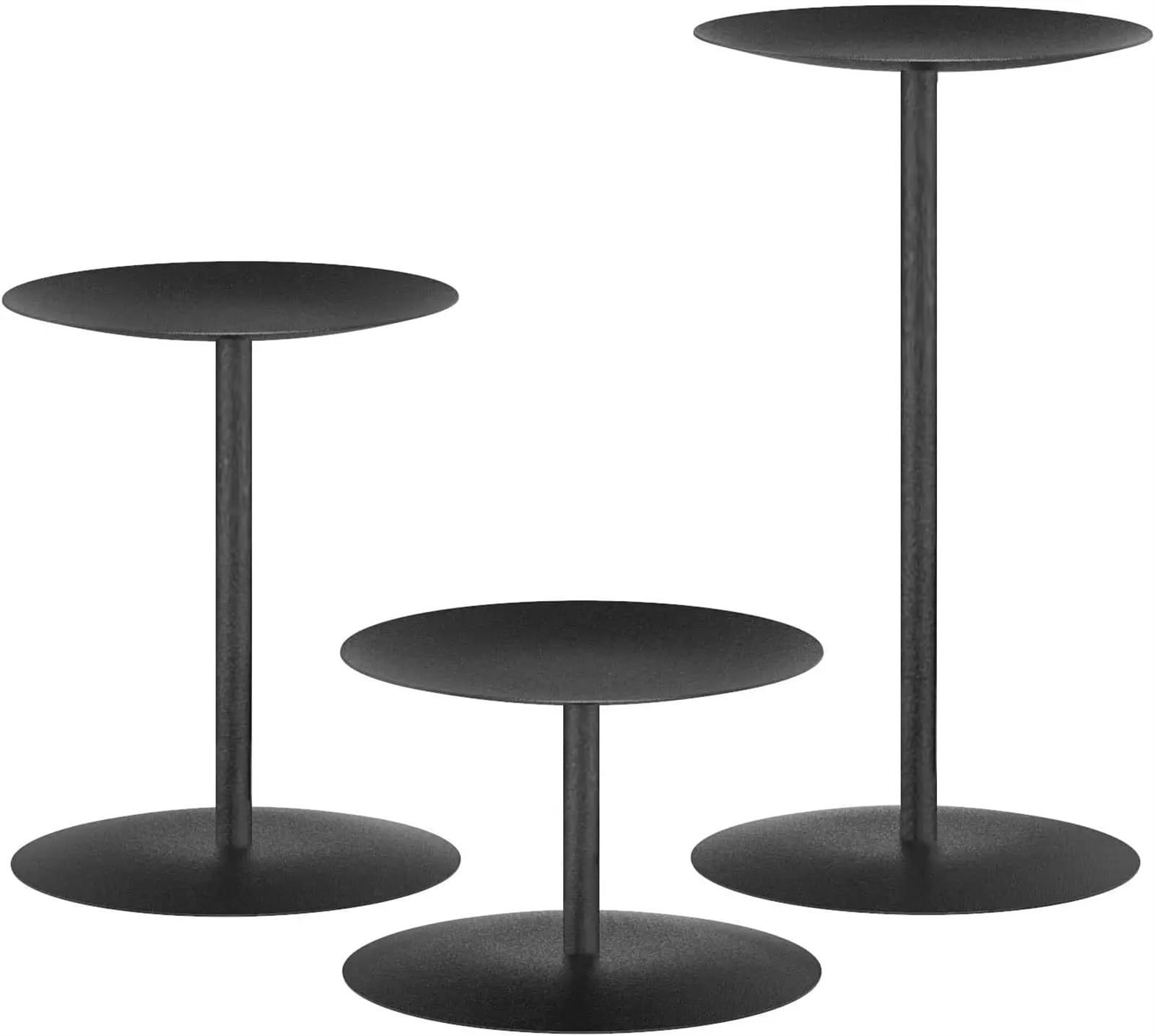 Candle Holders 3 Pillar Black Candle Holders Stand for Candles Centerpieces Plate for Tables Fireplace With Metal