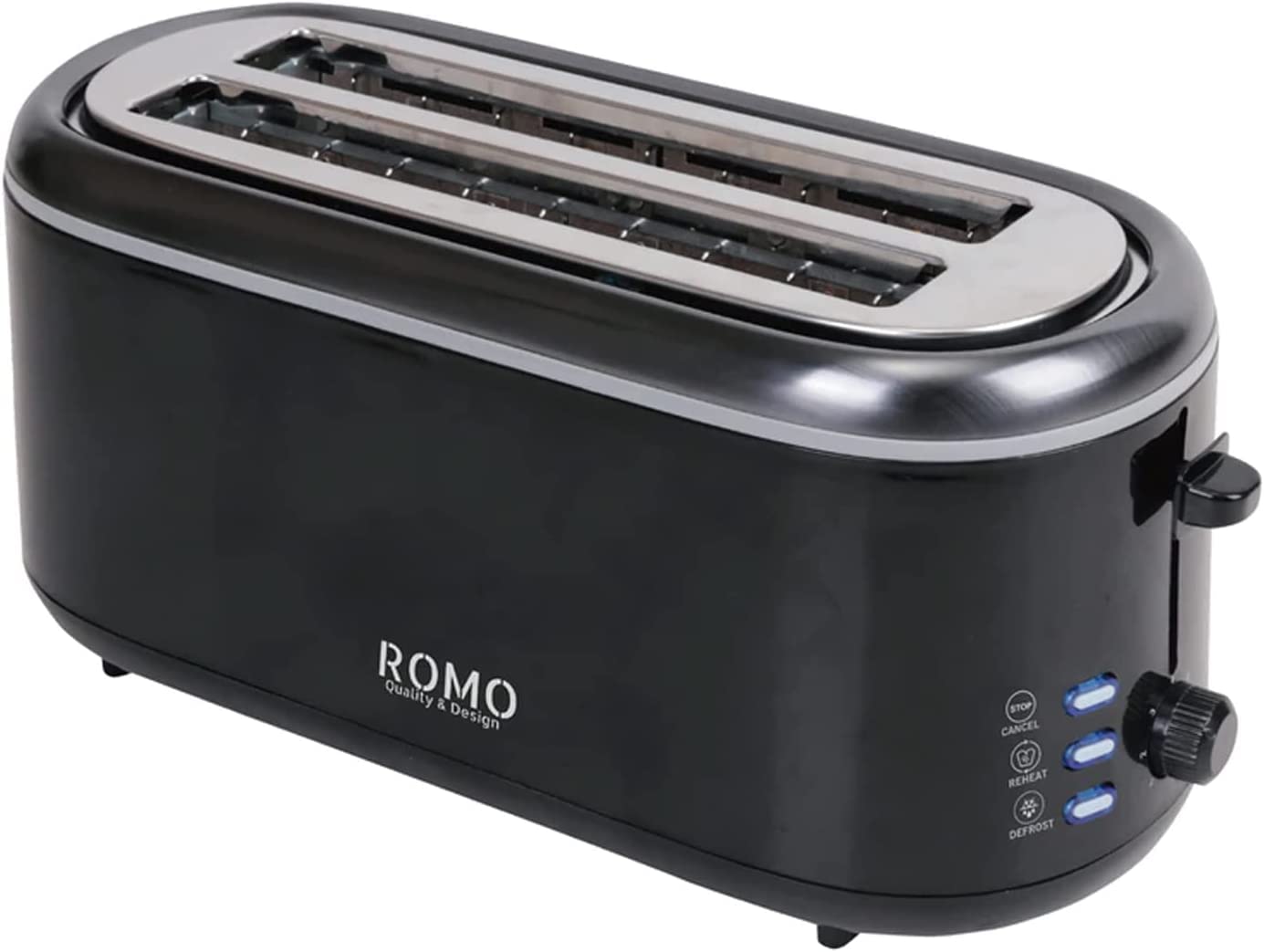 Suinga - Tostapane a 2 fessure extra lunghe. 1300 W, 7 livelli di tostatura, 3 funzioni: Stop, Riscaldare e scongelare