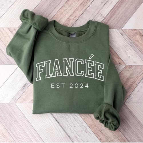 Custom Fiancé and Fiancée Embroidered Sweatshirt, Personalized Engagement Sweatshirt, Future Mr. and Mrs. Hoodies, Engagement Gift, Fiance Sweater, Gift for Fiancee, Engaged Matching Shirt2