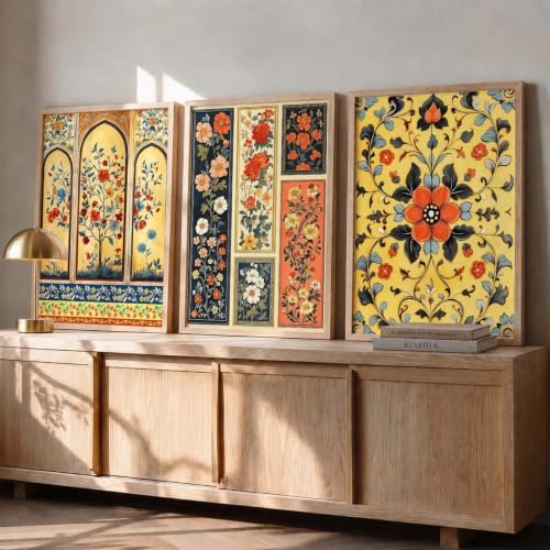 Image of kotart Paintings Home Decoration For Living Room Bed Room Hotel Wall Decor Digital Reprint | Indian Traditional Madhubani Wall Art Painting With Frame Set of 3 (20x30 Inch)