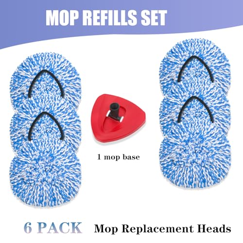 kCarpoly 6+1 Pack Spin Mop Replacement Head Compatible with O Ceda EasyWring 1-Tank System, Dry Wet Used, Microfiber Mop Refills for 5.9in Core with Base (Blue)