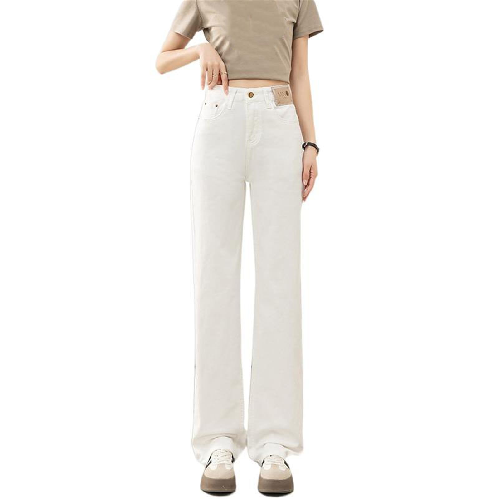 Jeans para Mujer Rectos Tiro Alto Ajustadores Pierna Ancha Vaqueros Pantalones
