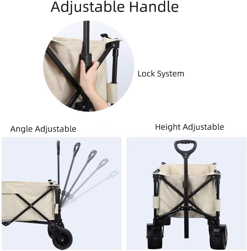 TREPPE Carrito Trolley Plegable 150 kg – Ruedas 360° Todo Terreno, Mango Ajustable, Acero Carbono – Ideal Playa, Camping, Picnic y Mercado