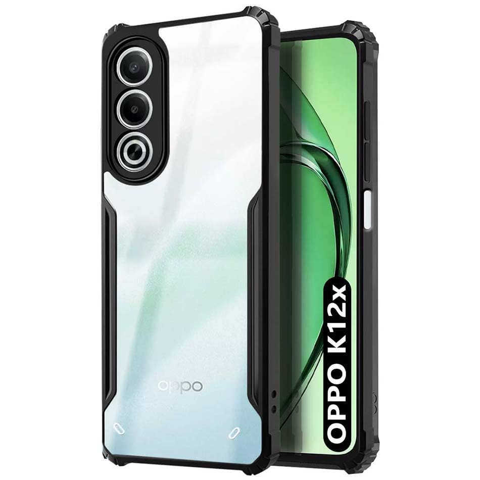 Fashionury Shockproof Crystal Clear Back Cover Case for Oppo K12x 5G | 360 Degree Protection | Protective Design | Transparent Back Cover Oppo K12x 5G (Black Bumper) (B0DCSSQ4MR) Amazon Price History, Amazon Price Tracker