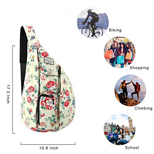 KAMO Sling Backpack - Travel Rope Bag Crossbody Pack for Women Men Teens - Waterproof Outdoor Shoulder Backpack for Trekking Bicycle Sport Hiking Camping