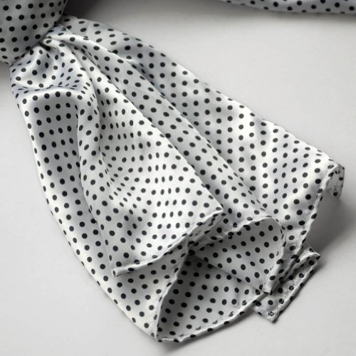 Brando White Background Small Cute Black Dot Design Soft Scarf2