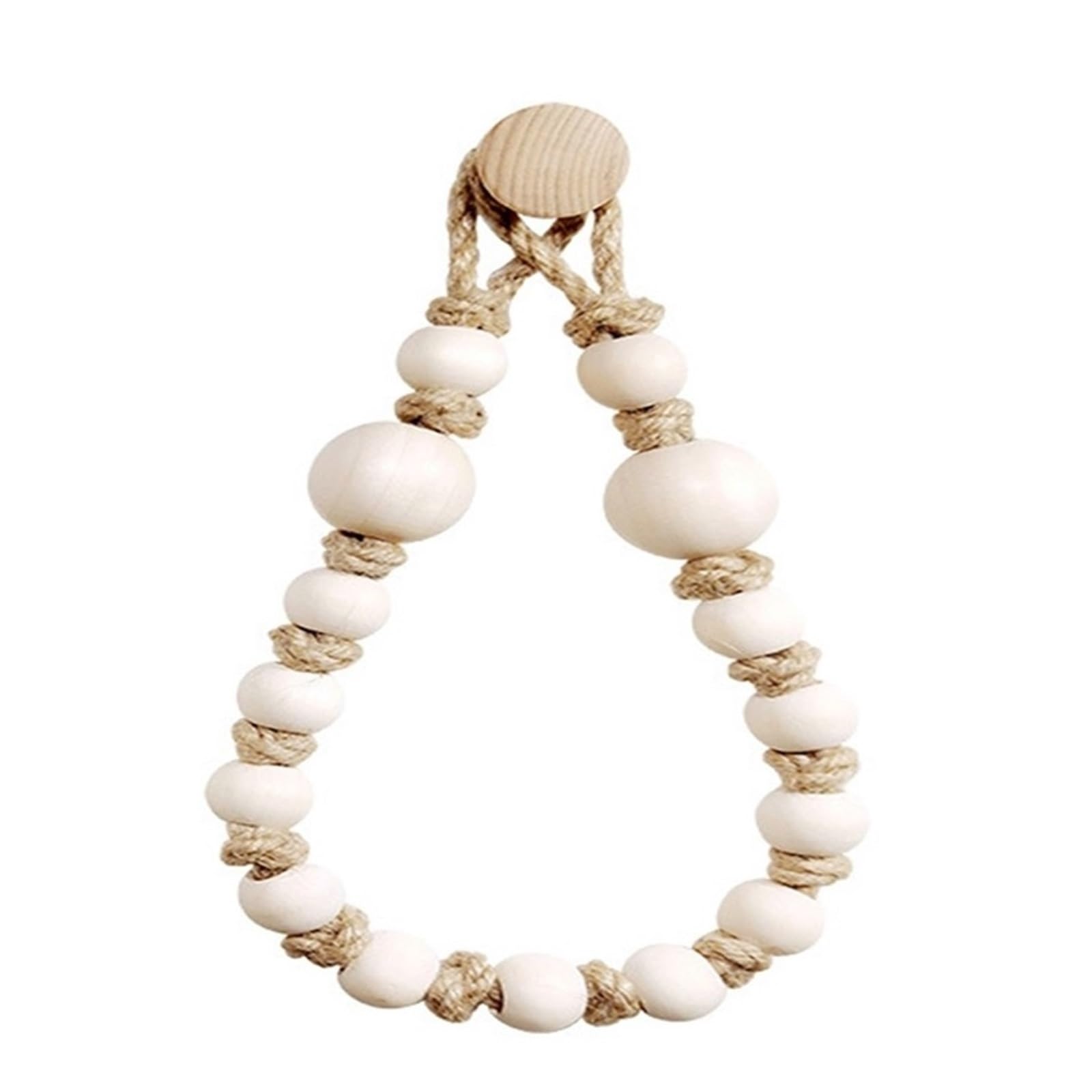 Rope Toilet Roll Holder Hand-woven Wooden Bead Roll Paper Holder