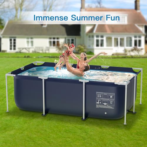 Sunrio SR-FP-DK-BL-RT-8FT Metal Pro 8'3 Inch X 5' X 26 Inch Rectangle Pool Durable Steel Frame Above Ground Pool thumb #6