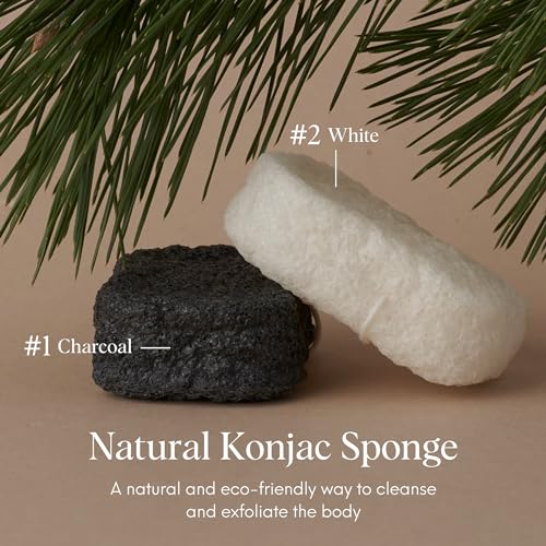 Image of ILEM JAPAN Natural Konjac Body Sponge - Soft White Sponge for All Skin, Exfoliating, Gentle Japanese Skincare Tool for Bath & Shower | For Men & Women | Help Reduction of Fine lines & Wrinkles