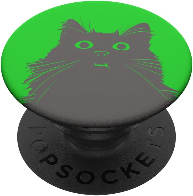 Light Gray Green Funny Cat PopSockets Adhesive PopGrip