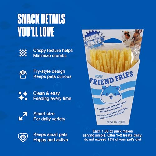 Image of Penn-Plax Squeak Eats Friend Fries - Crispy and Delicious Small Animal Treats - Fun Fry-Shaped Snack for Rabbit, Rat, Hamster - Great for Bonding, Training and Enrichment - Easy to Serve 1.06 oz Pack