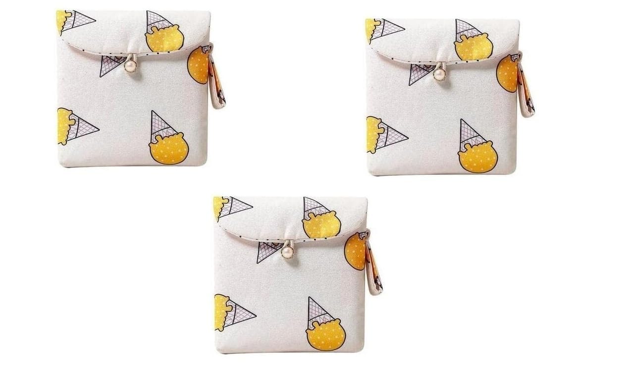 Jaydev zone Sanitary Napkin Cover Pad Holder Cotton Pouch, Small Pocket, Storage Bag for Cosmetic Pad And Jewelry Pouch Women and Girl (Pack of 2) Multicolour-image-2
