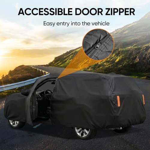 Image of Car Cover Custom Fit for Ford Explorer 2006-2026, Outdoor Waterproof All Weather Heavy Duty Full Exterior Cover for Sun Rain Snow UV Dust Protection with Door Zipper